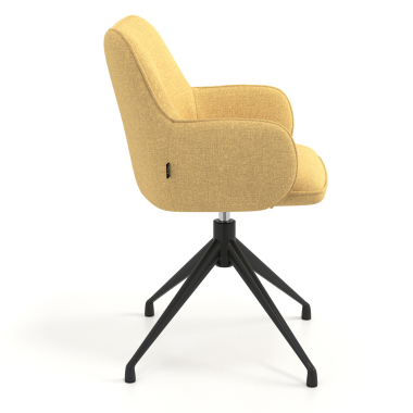 chaise de reunion noir jaune pivotante tissu accoudoirs rembourres 3