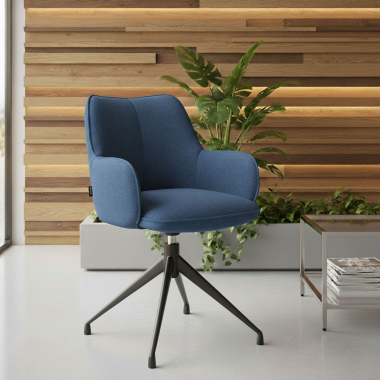 chaise de reunion noir bleu pivotante tissu accoudoirs rembourres 2