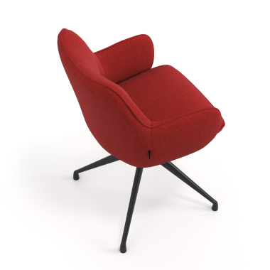 chaise de reunion noir rouge pivotante tissu accoudoirs rembourres 7