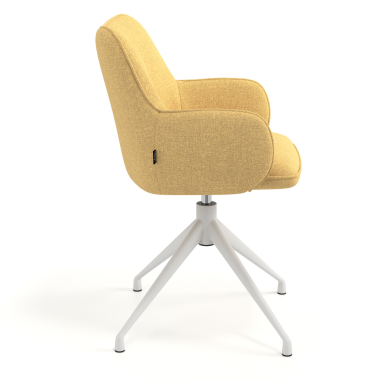 chaise de reunion blanc jaune pivotante tissu accoudoirs rembourres 3