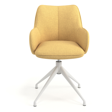 chaise de reunion blanc jaune pivotante tissu accoudoirs rembourres 4
