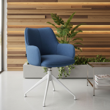 chaise de reunion blanc bleu pivotante tissu accoudoirs rembourres 2