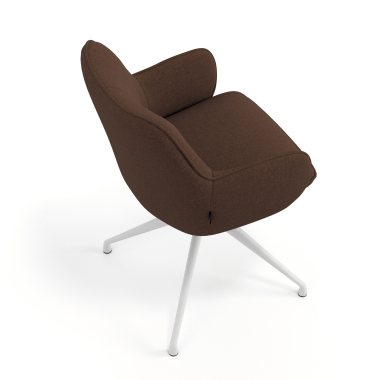 chaise de reunion blanc marron pivotante tissu accoudoirs rembourres 7