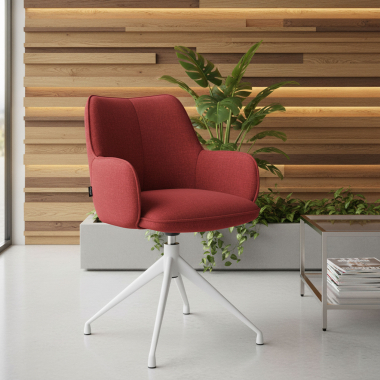 chaise de reunion blanc rouge pivotante tissu accoudoirs rembourres 2