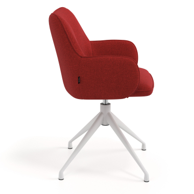 chaise de reunion blanc rouge pivotante tissu accoudoirs rembourres 3
