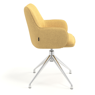 chaise de reunion chromee jaune pivotante tissu accoudoirs rembourres 3