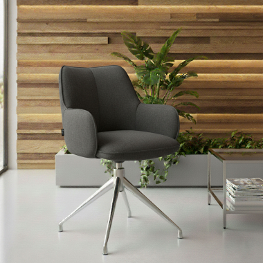 chaise de reunion chromee anthracite pivotante tissu accoudoirs rembourres 2