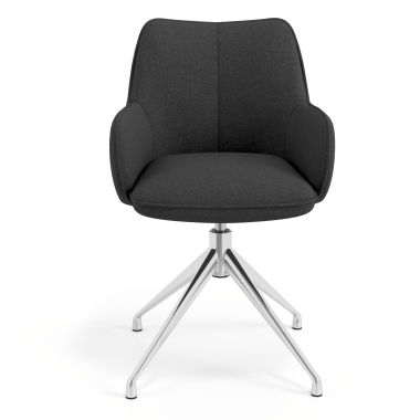 chaise de reunion chromee anthracite pivotante tissu accoudoirs rembourres 4