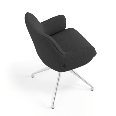 chaise de reunion chromee anthracite pivotante tissu accoudoirs rembourres 7