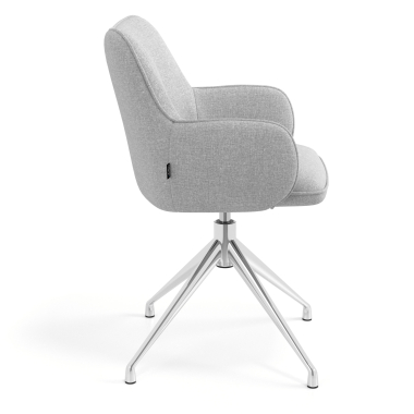 chaise de reunion chromee gris pivotante tissu accoudoirs rembourres 3