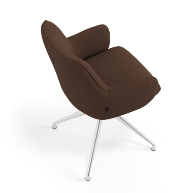 chaise de reunion chromee marron pivotante tissu accoudoirs rembourres 7