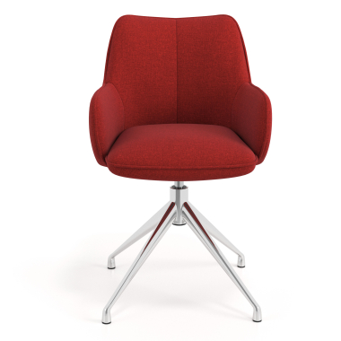 chaise de reunion chromee rouge pivotante tissu accoudoirs rembourres 4