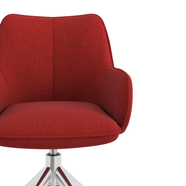 chaise de reunion chromee rouge pivotante tissu accoudoirs rembourres 5