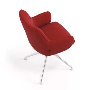 chaise de reunion chromee rouge pivotante tissu accoudoirs rembourres 7