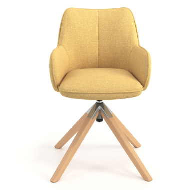 chaise de reunion jaune giratoire en bois tissu accoudoirs rembourres 4