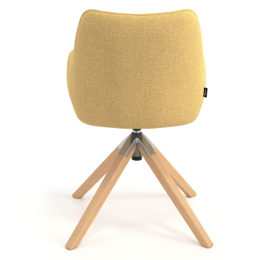 chaise de reunion jaune giratoire en bois tissu accoudoirs rembourres 6