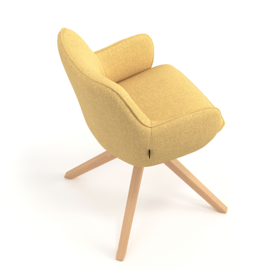 chaise de reunion jaune giratoire en bois tissu accoudoirs rembourres 7