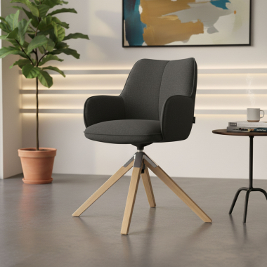 chaise de reunion anthracite giratoire en bois tissu accoudoirs rembourres 2