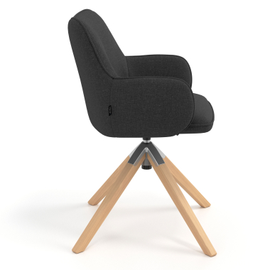 chaise de reunion anthracite giratoire en bois tissu accoudoirs rembourres 3
