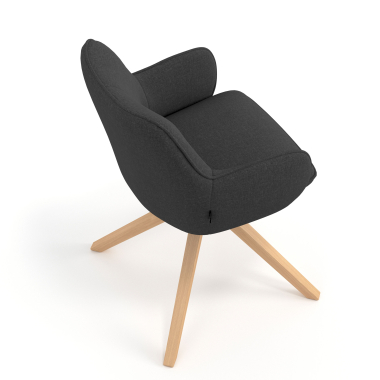 chaise de reunion anthracite giratoire en bois tissu accoudoirs rembourres 7