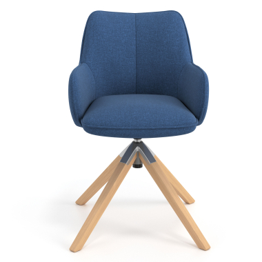 chaise de reunion bleu giratoire en bois tissu accoudoirs rembourres 4