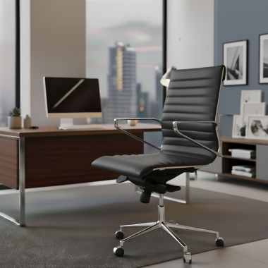 fauteuil de direction noir dos bas cuir naturel cuir authentique accoudoirs fixes 2