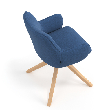 chaise de reunion bleu giratoire en bois tissu accoudoirs rembourres 7