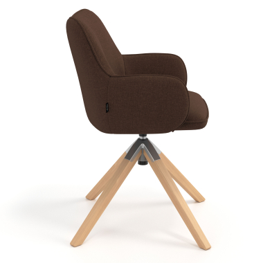 chaise de reunion marron giratoire en bois tissu accoudoirs rembourres 3