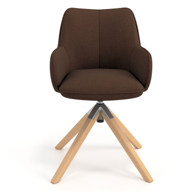 chaise de reunion marron giratoire en bois tissu accoudoirs rembourres 4