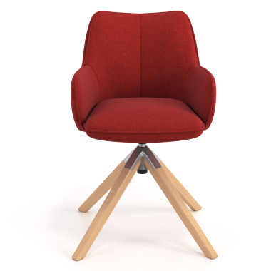 chaise de reunion rouge giratoire en bois tissu accoudoirs rembourres 4