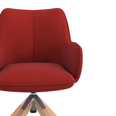 chaise de reunion rouge giratoire en bois tissu accoudoirs rembourres 5