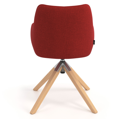 chaise de reunion rouge giratoire en bois tissu accoudoirs rembourres 6