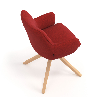 chaise de reunion rouge giratoire en bois tissu accoudoirs rembourres 7