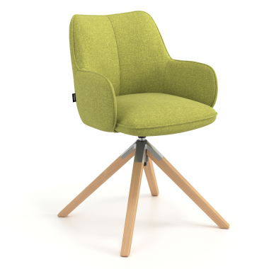 chaise de reunion vert giratoire en bois tissu accoudoirs rembourres 1