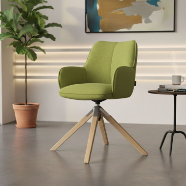 chaise de reunion vert giratoire en bois tissu accoudoirs rembourres 2