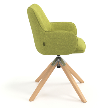 chaise de reunion vert giratoire en bois tissu accoudoirs rembourres 3