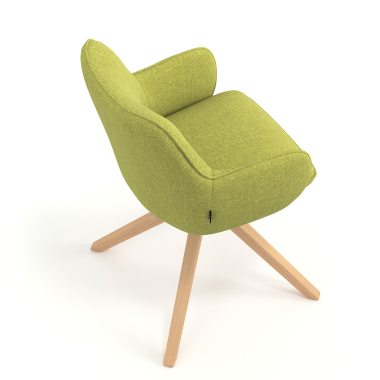 chaise de reunion vert giratoire en bois tissu accoudoirs rembourres 7