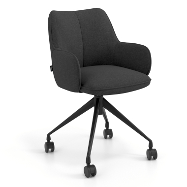 chaise de reunion noir anthracite giratoire avec roulettes tissu accoudoirs rembourres 1