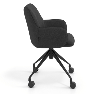 chaise de reunion noir anthracite giratoire avec roulettes tissu accoudoirs rembourres 3