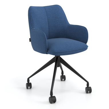 chaise de reunion noir bleu giratoire avec roulettes tissu accoudoirs rembourres 1
