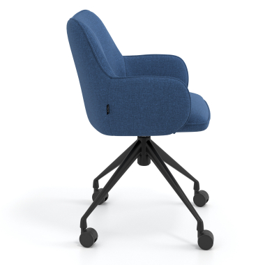 chaise de reunion noir bleu giratoire avec roulettes tissu accoudoirs rembourres 3
