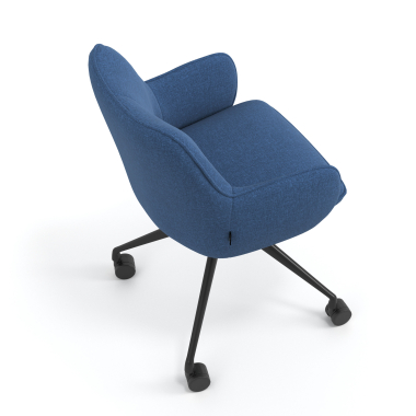 chaise de reunion noir bleu giratoire avec roulettes tissu accoudoirs rembourres 7