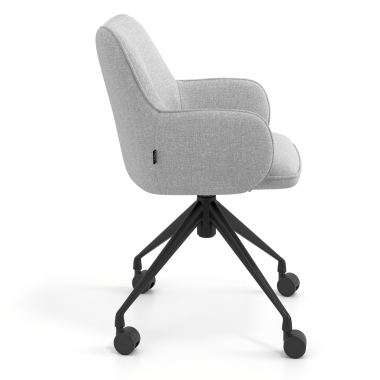 chaise de reunion noir gris giratoire avec roulettes tissu accoudoirs rembourres 3
