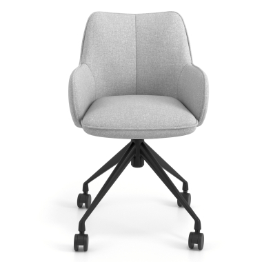 chaise de reunion noir gris giratoire avec roulettes tissu accoudoirs rembourres 4