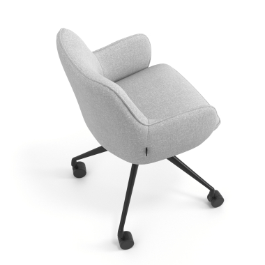 chaise de reunion noir gris giratoire avec roulettes tissu accoudoirs rembourres 7