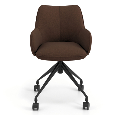 chaise de reunion noir marron giratoire avec roulettes tissu accoudoirs rembourres 4
