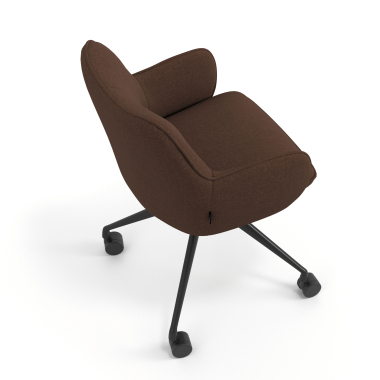 chaise de reunion noir marron giratoire avec roulettes tissu accoudoirs rembourres 7