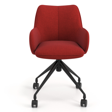 chaise de reunion noir rouge giratoire avec roulettes tissu accoudoirs rembourres 4