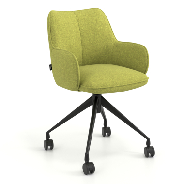 chaise de reunion noir vert giratoire avec roulettes tissu accoudoirs rembourres 1