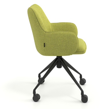 chaise de reunion noir vert giratoire avec roulettes tissu accoudoirs rembourres 3